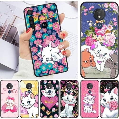 Disney Marie Cat for Motorola G9 G8 G E7 E6 One Play Marco Hyper Fusion Stylus Power Edge Plus Black Phone Case