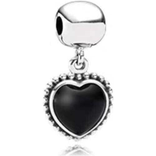 Fashion New Heart-shaped Pendant Fixed Clip Creative Black Drop Glue Heart-shaped Pendant women Original Beads Charms