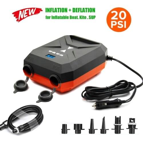 20PSI Double Stage Portable Air Pump with 6PCS Nozzles Inflatable Pump Fully Support Inflation and Deflation