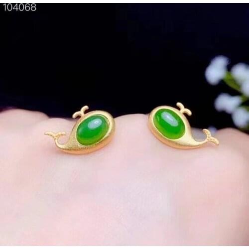 Elegant Birthday Gift New Trendy Jasper Earring 925 Sterling Silver Fahshion Natural and Real Jade Earring