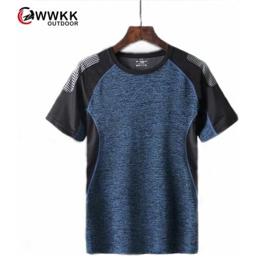 WWKK New Quick Dry Slim Hiking Men T-Shirts Shirt Tops Bodybuilding Fitness O-Neck Short Sleeve Male Climling Wear Outdoor Tees