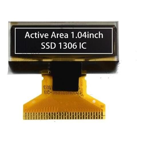 1.04 inch 30PIN SPI White PM OLED Screen SSD1306 Drive IC 128*32 IIC/Parallel Interface 3.3V