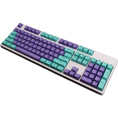 PBT Keycap 61 key Cyan Double Color Backlight Keycaps Universal Column For Ikbc Cherry MX Annie Mechanical Keyboard PB