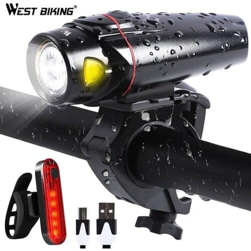 WEST BIKING Smart Sensor Bike Lights Set USB Rechargeable Cycling MTB Front Lamp Waterproof Anti-glare Headlight Taillight