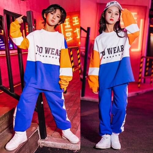 Hip Hop Costume kids Street Dance Clothes Long Sleeve Sweatshirt Hiphop Pants Child Boy Performance JAZZ Dance Clothing BL3363