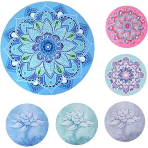 Meditation Round Yoga Mat Printed 1mm Sude Natural Rubber Ultralight Portable Foldable Non-slip Fitness Gym Pilates Yoga Blanket