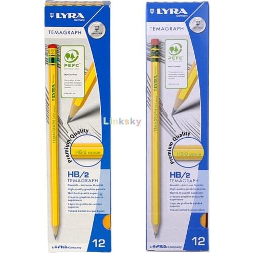 Lyra telegraph HB/2 Medium,2B/0 soft, 12pcs/box Delivers a smooth and soft line, perfect for writing and drawing,School supplies