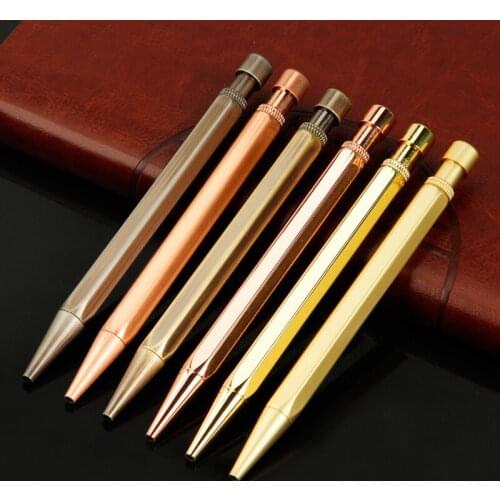 High Grade Metal Gel Pen Rotating Hexagonal Push Signature Pen Threaded Brass Ballpoint New Kid Gifts Office School Stationery
