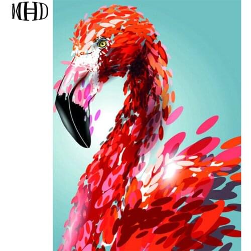 MHD Diamond Embroidery Flamingo Icon Full Round 5d diy Diamond Cross Stitch Crystal Decoration Sewing Thread Crafts Mosaic new