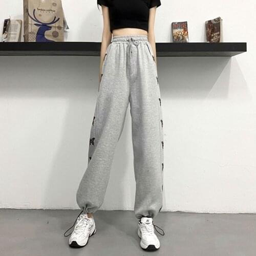 2021 Spring And Autumn New Womens Butterfly Print Casual Pants All-match Straight Loose Trousers High-waisted Sweatpants