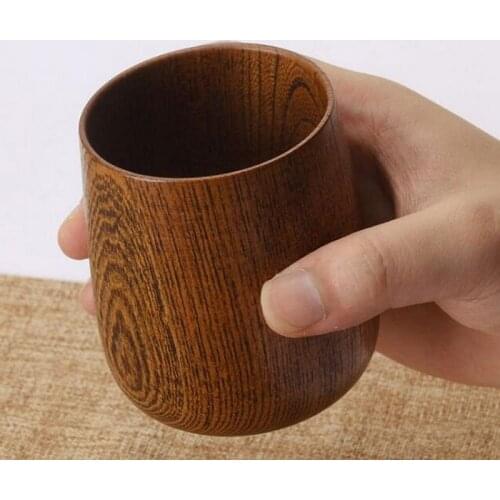 Wholesale pot-bellied wood cup bar sets cylindrical grain nordic water wood cup beer