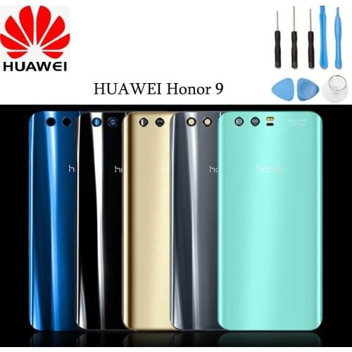 Original For Huawei Honor 9 Glass Battery Back Cover + Camera Lens Frame Rear Door Housing Case Replacement Part Free Tools