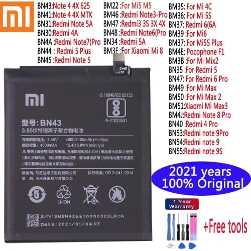 100% Original Replacement Phone Battery 4000mAh BN43 For Xiaomi Redmi Note 4X / Note 4 global Snapdragon 625 Phone Battery