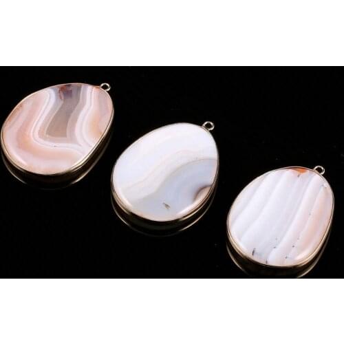 Fashion Natural Agates Stone Pendant Oval Shape Pendants Charms for DIY Necklace Jewelry Making Accessories 35x50mm