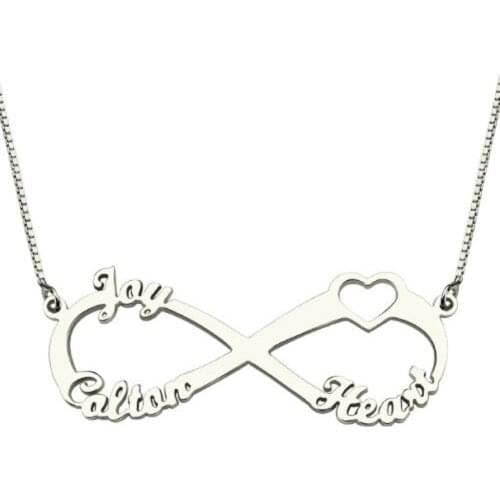 Engraved 3 or 4 Names Infinity Pendant Jewelry Cut out Heart BFF Names Necklace Wholesale Christmas Gift