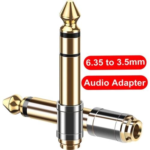 QYFANGJack 6.5 6.35 mm male plug to 3.5 mm female connector headphone amplifier audio adapter microphone AUX 6.3 3.5mm converter