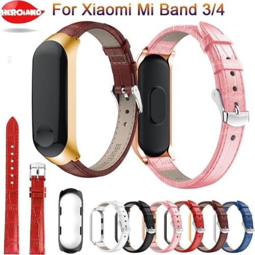 Genuine Leather For Xiaomi Mi band 3/4 band Watch strap Replacement For Mi Band 3 wristband watches bands belt Smart Accessories