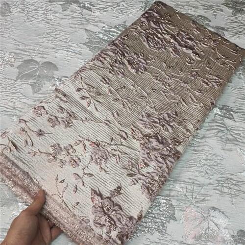 Pink Newest Design Brocade Organza Lace Fabrics Nigerian Jacquard Cloth African Tulle Net Lace Material For Sewing Dress