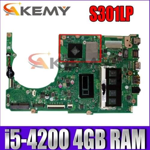 S301LP With i5-4200 CPU 4GB RAM Mainboard REV2.2 For ASUS S301L S301LA Q301LA S301LP Laptop Motherboard 100% Test free shipping