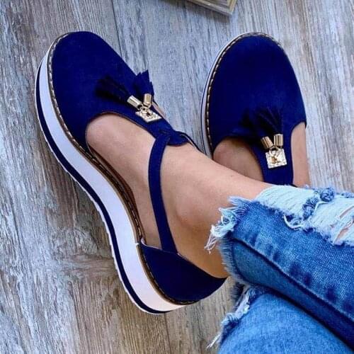 Women Flat shoes Summer Vulcanized shoes Solid Color Thick Bottom Womens Sandals Fashion Tassel Casual Style Womens Shoes
