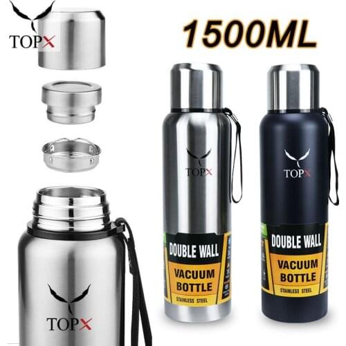 1500ml Large Capacity Stainless Steel Thermos Long-lasting insulation Portable Vacuum Flask With Cup Set бутылка для воды спорт