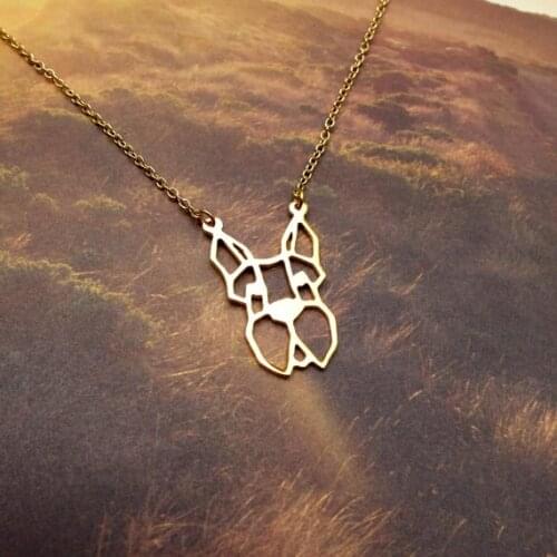 Trendy Gold Silver Color Scottish Terrier Necklace Women Origami Statement Necklace pendant