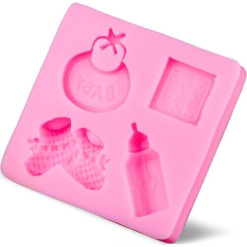 High Quality Mini Silicone Baby Milk Bottle And Shoes Shape Cake Decorating DIY Mold Handmade Fondant Mould Tool*1 D218