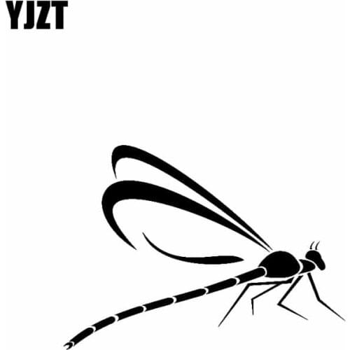 YJZT 15CM*10.9CM Cartoon Dragonfly Cool Vinyl Decal Car Artistic Sticker Black/Silver C19-0662