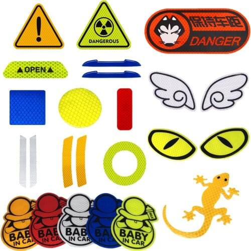 Car Reflective Sticker Funny Waterproof Safety Warning Strip Creative Decoration Car Styling For Door Bumper Truck Motorcycle