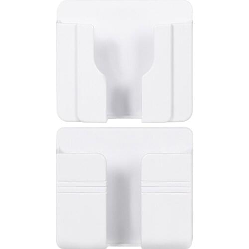 1pc Stand Phone Charging Holder Creative Wall Mount Adhesive Universal Charger Rack Bracket No Punch Remote Control Storage Box