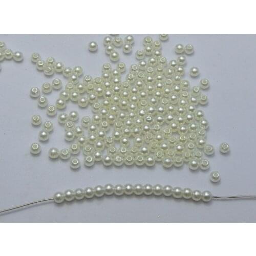 1000 Pcs 4mm Plastic Faux Pearl Round Beads Ivory Imitation Pearl