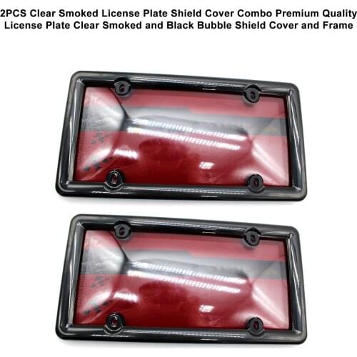 2PCS Clear Smoked License Plate Shield Cover Combo Premium Quality License Plate Clear Smoked Black Bubble Shield Cover Frame