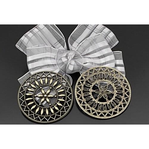 23392)10PCS 47MM Antique Bronze Zinc Alloy Big Round Flower Pendants Jewelry Findings Accessories