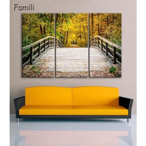 3 piece canvas art Landscape Maple Tree Canvas Painting Modern Autumn Gold Leaves Hotel Wall Pictures Decor,wall art canvas