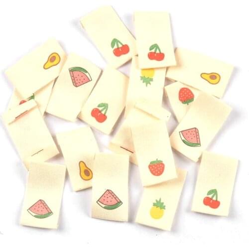 50pcs Cartoon Summer Fruits Watermelon Printing Labels Sewing Clothes Label Children Clothing DIY Flag Garment Crafts Accessorie