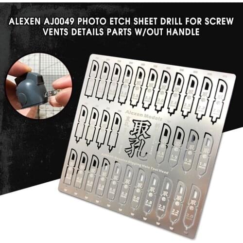Alexen AJ0049 Photo Etch Sheet Drill for Screw Vents Details Parts Tools General Use Groove Drawing Template Model Building Tool