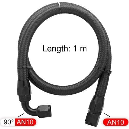AN10 1Meter Nylon Brained Oil Hose Line Hose Tube With 0Degree 90Degree Swivel Hose End Fitting Installed