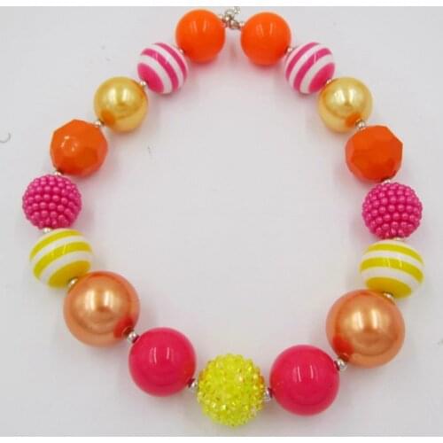 So Cute Child DIY Handmade Orange Color Beads Jewelry Toy Gift For HALLOWEEN Baby Kids Girls Chunky Bubblegum Necklace 1pc/Lot