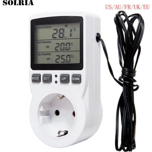Digital Temperature Controller Socket 110V Wireless Thermostat Socket with Timer Switch EU/US/UK/AU/FR Plug Multifunctional Plug