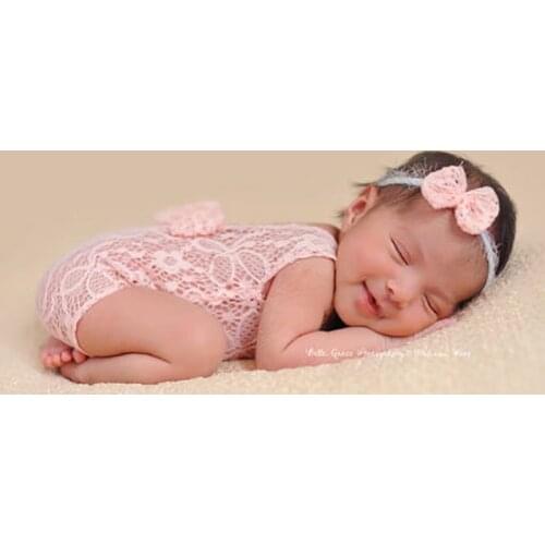 Bebe Girls Photo Clothing Jumpsuit Costumes Lace Baby Rompers Newborn Infant Photography Clothes With Bow Headband