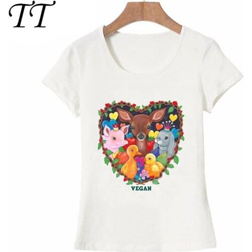 Love Kindness Vegan Print T-Shirt Funny Animal Cartoon Tops Casual Tees Woman Funny Camisetas Summer Fashion Women t-shirt