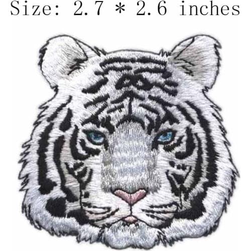 Head of tiger 2.7"wide embroidery patch for agujas de tejer accesorios/roupa de unicornio/animal bag vintage