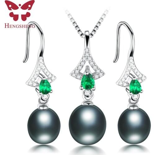 HENGSHENG Amazing Price Beautiful Pearl Jewelry Sets For Women,High Luster Top Quality Natural Pearl,Green Jewelry Women Set