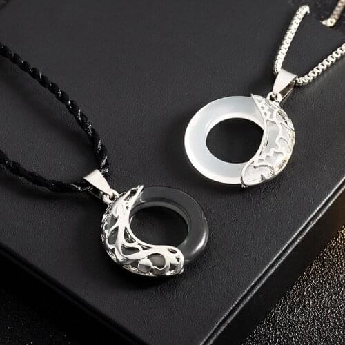 Creative Couple Pendant Round Ancient Dragon Necklace Women Men Birthday Gift Metal Necklaces Punk Rock Style Choker Collar