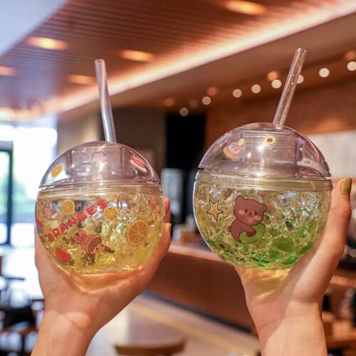 Creative Round Straw Cup Earth Cup Gel Cooler Cup Summer Water Cup Student Net Red Planet Cup Waterbottle Cute