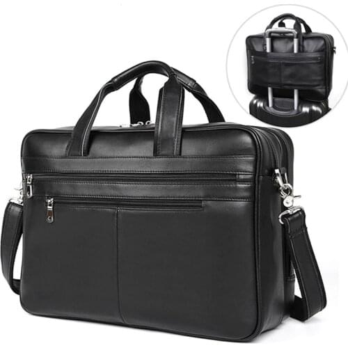 Luufan Men Business Briefcase Genuine Leather Fit 17 inch laptop handbag Large cow leather Daily Working shoulder bag for male