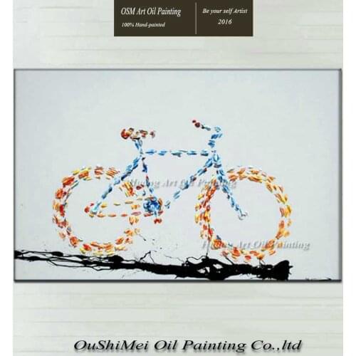 New Abstract Hand Painted Knife Bicycle Oil Painting Hand Painting Hotel Decoration Room Wall Mascot Painting On Canvas