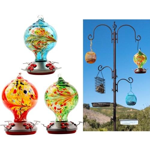 Patio Hummingbird Nectar Flower Feeder with 4 Feeder Ports Easy to Clean