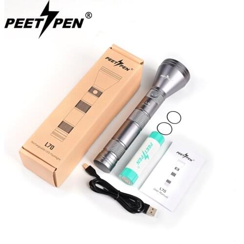 PEETPEN L70 LED Flashlight Rechargeable 1500 Lumens 4 Modes Torch 2-Cell C Full Size Heavy-Duty Light for Walking Hiking
