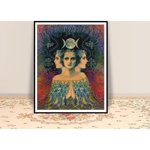 Moon Goddess Of Mystery Psychedelic Tarot Poster Print Bohemian Gypsy Art Home Decoration Posters And Prints